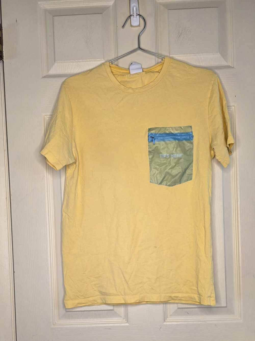 Zara "Tip Here" Yellow Short-Sleeve Tee with Contrast Pocket